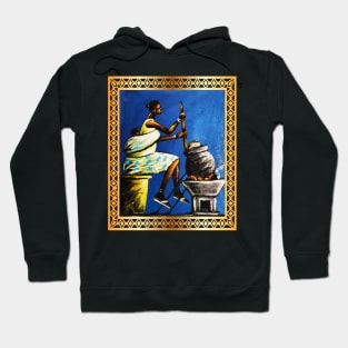 African Woman, African Mom Preparing Food, Back History Hoodie